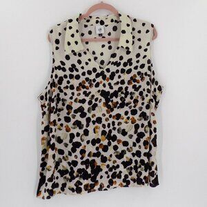 Cabi 3989 Seismic Sleeveless Blouse Size XXL Cream Black Brown